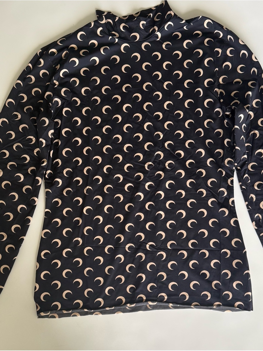 Authentic Marine Serre Black Long Sleeve Moon-Print mock neck